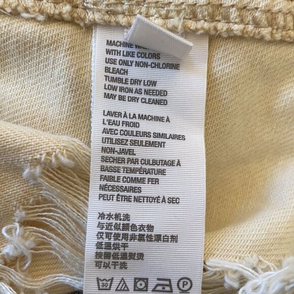 FREE PEOPLE
Women's Faux-wrap Distressed Denim Skirt In Butter Cream Size 25 - Picture 6 of 6